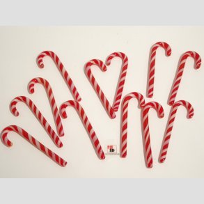 Juledekorationer - Hndlavet Glas Slik Stok - Rd/Hvid Striber - 8cm