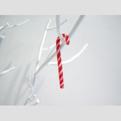 Juledekorationer - Hndlavet Glas Slik Stok - Rd/Hvid Striber - 8cm