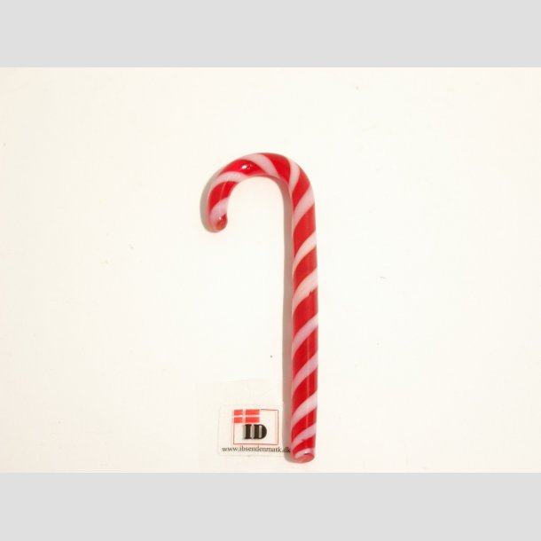 Juledekorationer - Hndlavet Glas Slik Stok - Rd/Hvid Striber - 8cm Bolsjer 1stk
