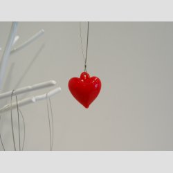 Hngende Glaspynt - Rde Glas Hjerter - 2cm