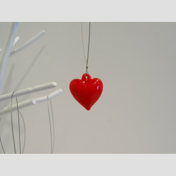 Hngende Glaspynt - Rde Glas Hjerter - 2cm ID Deko1