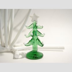 Grantr i Glas - Grn med Hvid Stjerne/Sne - 8cm 