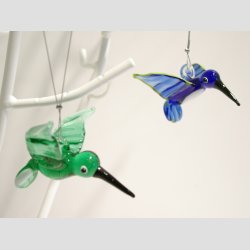 Glaskunst Hnge Glas Fugle - Hngende Glas Kolibri - 7-8cm