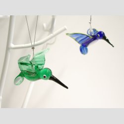 Glaskunst Hnge Glas Fugle - Hngende Glas Kolibri - 7-8cm