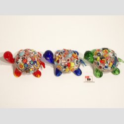 Skildpadde Glas - Tykke - Med Millefiori Stykker - 6cm