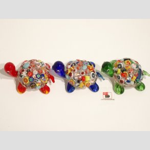 Skildpadde Glas - Tykke - Med Millefiori Stykker - 6cm