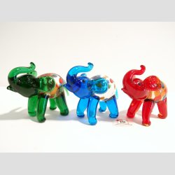 Zoo Dyr Glasfigurer - Glas Elefanter med Millefiori - 1 St Med 3 Asst. - 7cm