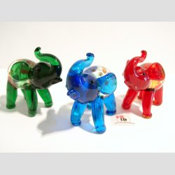 Zoo Dyr Glasfigurer - Glas Elefanter med Millefiori - 1 St Med 3 Asst. - 7cm