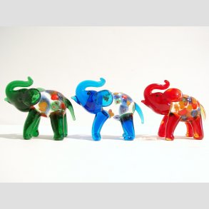 Zoo Dyr Glasfigurer - Glas Elefanter med Millefiori - 1 St Med 3 Asst. - 7cm