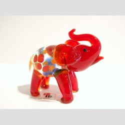 Glasfigur - Glas Elefant - Rd Med Millefiori - 7cm