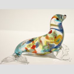 Glasfigur - Glas Sl - Klar Glas Med Millefiori - 8cm