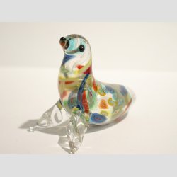 Glasfigur - Glas Sl - Klar Glas Med Millefiori - 8cm