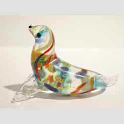Glasfigur - Glas Sl - Klar Glas Med Millefiori - 8cm