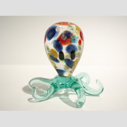 Glas Blksprutte - Hj Rund Med Millefiori Blomster - 6cm