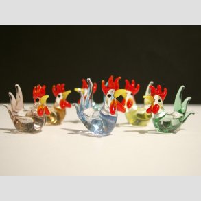 Glasfigurer - Glas Mini Hns - 6 Farver - 4cm