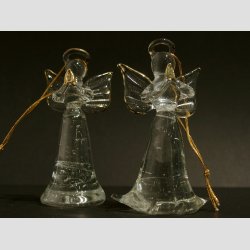 Glaskunst - Engle Sstre - I Massiv Glas Klar/Guld - 8cm