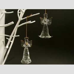 Glaskunst - Engle Sstre - I Massiv Glas Klar/Guld - 8cm