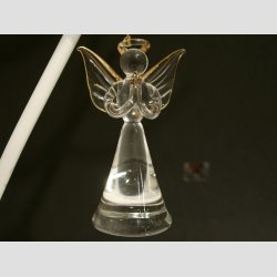 Glaskunst - Engle Sstre - I Massiv Glas Klar/Guld - 8cm