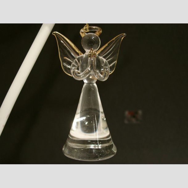 Glaskunst - Engle Sstre - I Massiv Glas Klar/Guld - 8cm Figur A