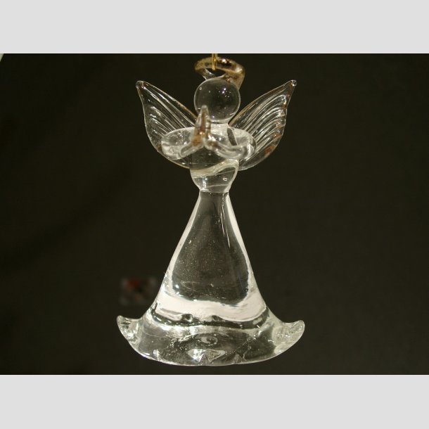 Glaskunst - Engle Sstre - I Massiv Glas Klar/Guld - 8cm Figur B