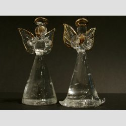 Glaskunst - Engle Sstre - I Massiv Glas Klar/Guld - 8cm