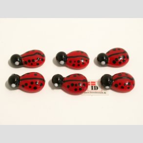 Mariehne - Tiny Mini i Glas - Rd/Sort - 2cm