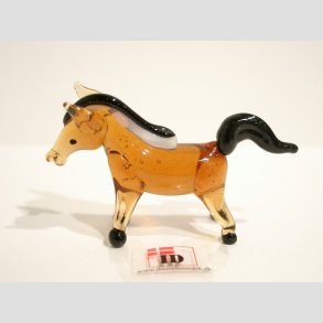 Dyrefigurer - Glas Hest - Brun Med Sort Manke - 6cm