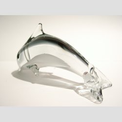 Glas Delfin - Stende I Klar/Sort Glas 10cm