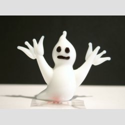 Halloween Spgelse Glasfigur - Hvid Med Sort Ansigt - Mini 4-5cm