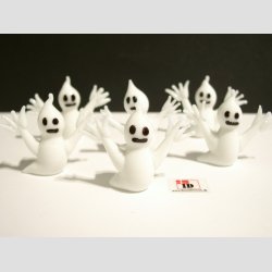 Halloween Spgelse Glasfigur - Hvid Med Sort Ansigt - Mini 4-5cm