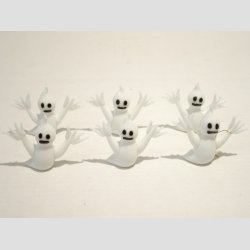 Halloween Spgelse Glasfigur - Hvid Med Sort Ansigt - Mini 4-5cm