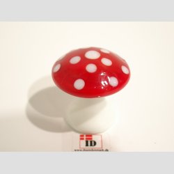 Glaskunst - Champignon - Rd/Hvid af Glas - 2 Strrelser - 4cm og 2,5cm