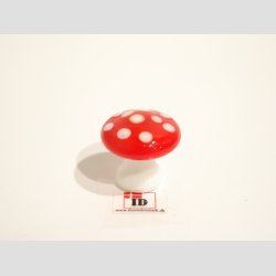 Glaskunst - Champignon - Rd/Hvid af Glas - 2 Strrelser - 4cm og 2,5cm