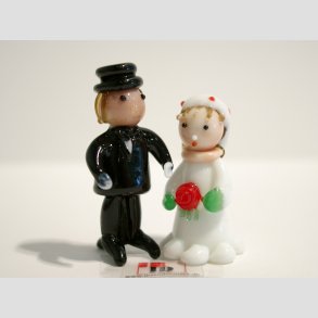 Brud & Brudgom - Glas Figur - 3-4cm