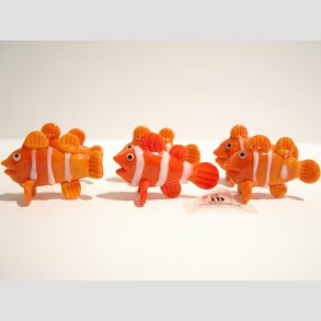 Glas Klovne Fisk - Orange/Hvid - Mini - 4cm