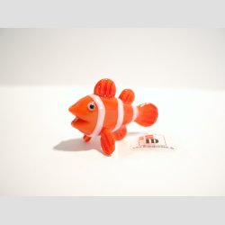 Glas Klovne Fisk - Orange/Hvid - Mini - 4cm