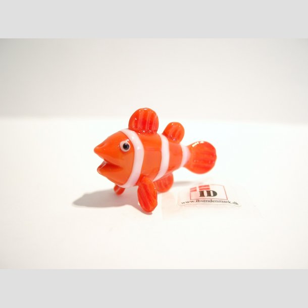 Glas Klovne Fisk - Orange/Hvid - Mini - 4cm Orange