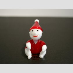 Nisse Barn I Glas - Siddende - Rd Dragt/Hue - 4cm