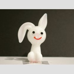 Kanin - Jade/Hvid Glas Kanin - Hnge re og Lyserd Nse - H 6cm
