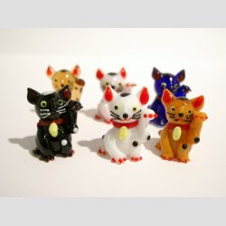 Glasdyr - Mini Kat - 6 Farver - 3cm