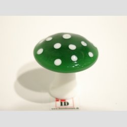 Glasfigur - Champignon - Grn/Hvid Glas - 2 Strrelser - 4cm og 2,5cm
