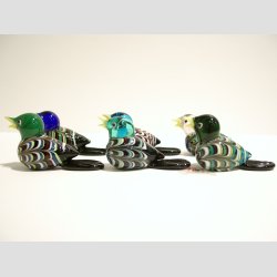 Glas Fugle - Stribede Glas Fugle - 6 Farver - 7cm