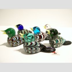 Glas Fugle - Stribede Glas Fugle - 6 Farver - 7cm