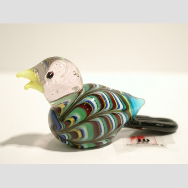 Glas Fugle - Stribede Glas Fugle - 6 Farver - 7cm Lyser&oslash;d