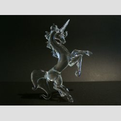 Glaskunst Figur - Glas Enhjrning - Klar Transparent