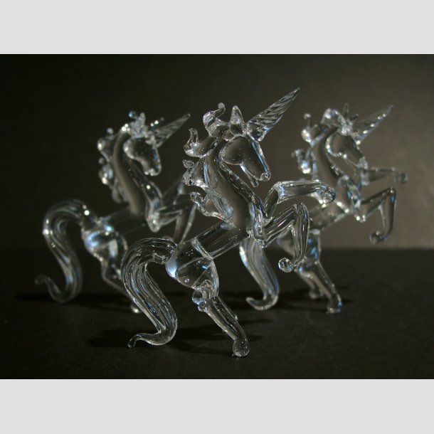 Glaskunst Figur - Glas Enhjrning - Klar Transparent Mini