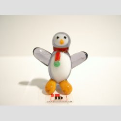 Glaskunst - Glas Pingvin - Klar/Sort/Lilla - 4cm