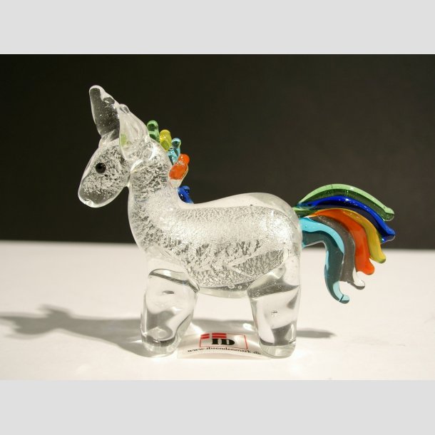 Glasfigurer - Enhjrning I Klar/Glas Slv Farver - 7cm Klar
