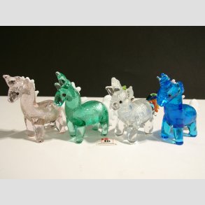 Glasfigurer - Enhjrning I Klar/Glas Slv Farver - 7cm