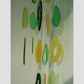 Glaskunst Mobil Uro - Rund hngende - Grn Serie - 21stk Glas - 90cm